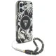 Guess Palm Trees Triangle Pearl Strap MagSafe Case for iPhone 16, Black