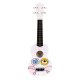 Koka bērnu ukulele ECOTOYS ar 4 neilona stīgām un mediatoru, Balta