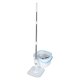 Rotating flat mop with dual-chamber bucket, microfiber, white