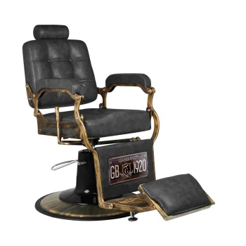 Frizieru krēsls Gabbiano Boss Old Leather, melns