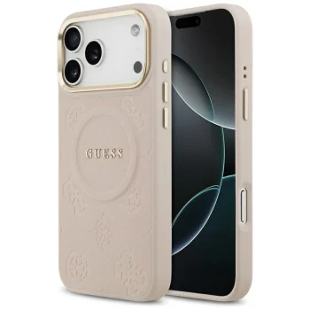Guess Peony Hot Stamp MagSafe vāciņš iPhone 17 Pro Max, Rozā