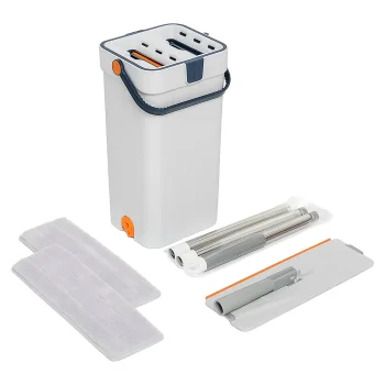 Flat Mop and Bucket Set with Wringer, 2 Reusable Microfiber Pads