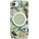Guess IML Metal Glitter Flowers Triangle MagSafe vāciņš Apple iPhone 16e - Zaļš