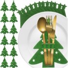 Christmas Tree Cutlery Holders Set of 12, Felt Silverware Pouch Ruhhy 24824