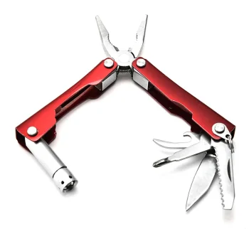 Mini Multitool 6-in-1 ar lukturīti un futrāli, Sarkans