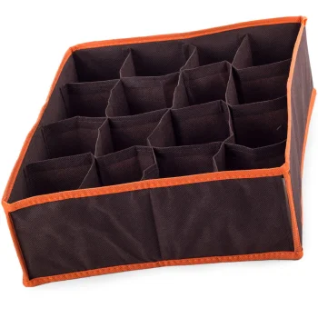 Underwear and Socks Drawer Organizer, 16 Compartments, Brown