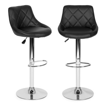 ModernHome Adjustable Swivel Bar Stool with Footrest, Eco-Leather, Chrome