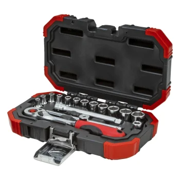 GEDORE red 1/4" Socket Set 16-Piece with Reversible Ratchet