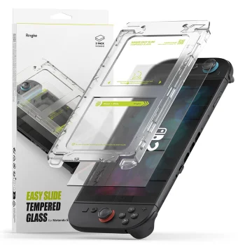 Ringke Easy Slide aizsargstikls Nintendo Switch 2, 2 gab., caurspīdīgs