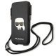 Karl Lagerfeld Ikonik Saffiano Karl\'s Head tālruņa soma, melna