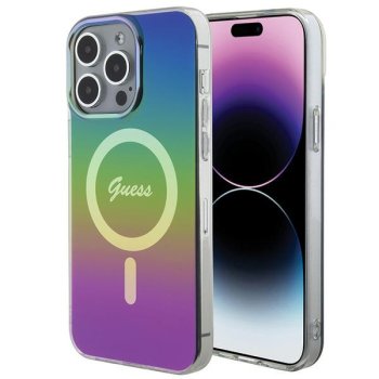 Guess iPhone 15 Pro vāciņš IML Iridescent MagSafe, melns