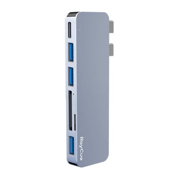 Концентратор 6w2 RayCue 2x USB-C do Thunderbolt 3 + 3x USB-A 3.0 5Gbps SD/TF 2.0 (szary)