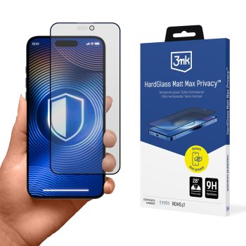 3mk Hardglass Matt Max Privacy rūdītais stikls iPhone 17 Pro | Tempered Glass