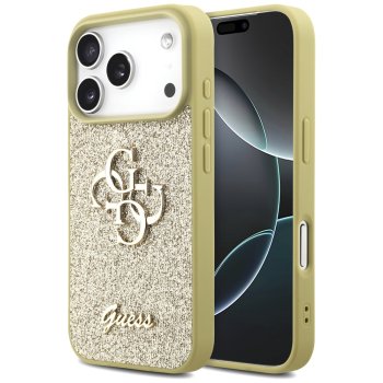 Guess iPhone 17 Pro Case Fixed Glitter Big 4G, Gold