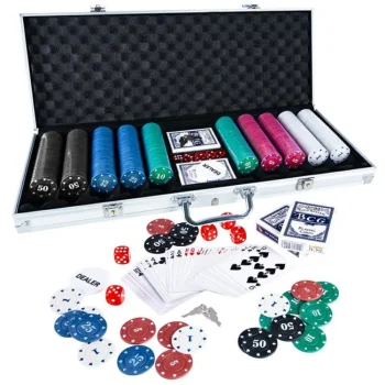 Pokera komplekts ar 500 žetoniem (ar nomināliem) un alumīnija koferi | Poker Texas Hold’em Game Set
