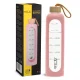 4FIZJO Glass Sports Water Bottle 1 L with Silicone Sleeve, Pink
