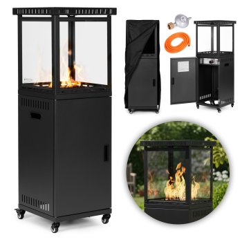 Gāzes sildītājs MultiGarden 13 kW terasei ar stikla cauruli, vulkāniskajiem akmeņiem un pārvalku