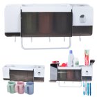 Wall-Mounted Bathroom Toothbrush Cup Organiser Toothpaste Dispenser
