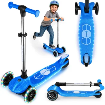 Детский трехколесный самокат Ricokids Jelly с LED, синий