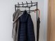 Corner Coat Rack with 3 Shoe Shelves, Metal Hall Tree Entryway Organizer Stand, black