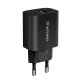 Wozinsky WGWCB USB-A USB-C 20W tīkla lādētājs, melns