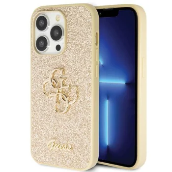 Чехол Guess для iPhone 14 Pro Glitter Script Big 4G, золотистый