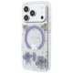 Чехол Guess Resin Flowers Glitter MagSafe для iPhone 18 Pro / 17 Pro, фиолетовый