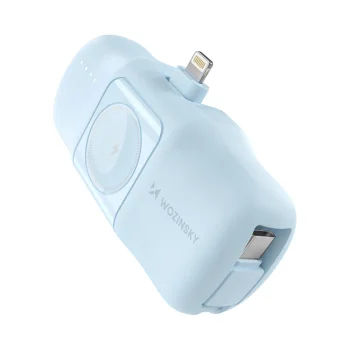Wozinsky WF16-YLS 5000mAh 15W Lightning mini ārējā baterija ar iebūvētu USB-C kabeli un Apple Watch lādētāju -...