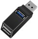 USB 3.0 centrmezgls 3 portu ātrgaitas datu sadalītājs 5Gbps, melns