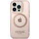 Guess iPhone 14 Pro Max vāciņš Gold Outline Translucent MagSafe Rozā