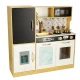 Bērnu koka virtuve ar ledusskapi un krīta tāfeli LULILO, Zelta | Kids Wooden Kitchen with Refrigerator