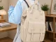 Spacious City Backpack for A4 Format, Cream