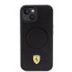 Чехол Ferrari для iPhone 15 Carbon Metal Logo MagSafe, черный