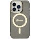 Guess iPhone 14 Pro vāciņš Glitter Gold MagSafe, melns