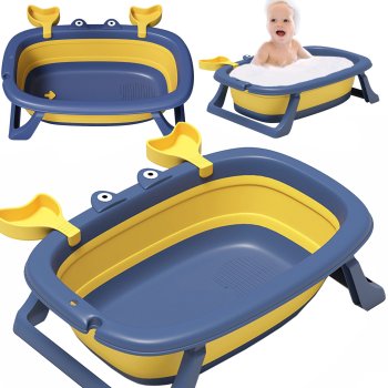 Liela saliekama bērnu vanniņa NICEkids, silikona, zili dzeltena