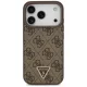 Чехол Guess Leather 4G Triangle Strass MagSafe для iPhone 18 Pro / 17 Pro, коричневый