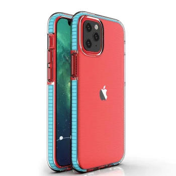 Spring Case Clear TPU Gel Cover for iPhone 13 Pro, Light Blue Frame