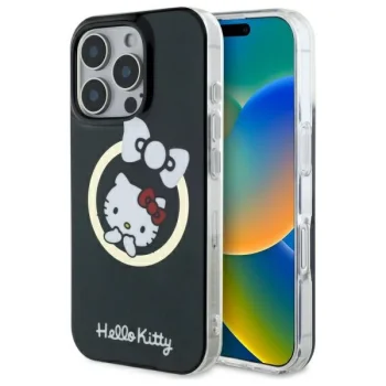 Чехол Hello Kitty для iPhone 16 Pro Max IML Fun bow MagSafe, черный