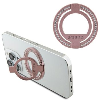Guess MagSafe gredzena statīvs GUMRSALDGP rozā/rozā krāsā ar mirdzošiem akmentiņiem | Ring stand pink/pink...