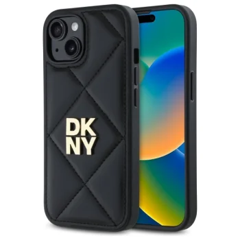 Чехол DKNY для iPhone 15 Quilted Stack Logo, черный