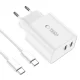 Сетевое зарядное устройство Tech-Protect C35W 2x USB-C PD 35W и кабель USB-C, белое