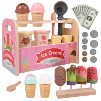 Kruzzel Wooden Ice Cream Shop Play Set, 33 pcs