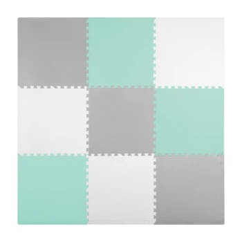 Bērnu putu paklājs 180x180cm, piparmētru-pelēks | Kids Foam Puzzle Mat