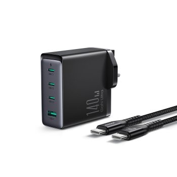 GaN зарядное устройство UK Joyroom JR-TCG05UK 140W 3x USB-C USB-A + кабель USB‑C / USB‑C...