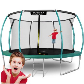 Neo-Sport NS-14C181 dārza batuts 435 cm (14ft) ar iekšējo tīklu, zaļš