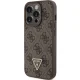 Чехол Guess Leather 4G Triangle Strass для iPhone 15 Pro, коричневый