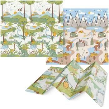 4FIZJO Double-Sided Foam Play Mat Jungle and Camping 200 x 180 cm