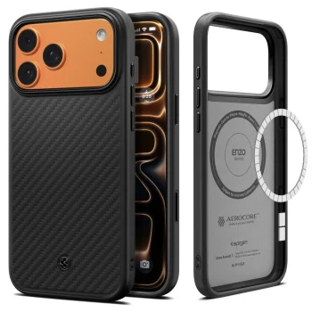 Spigen Enzo Aramid "T" Mag vāciņš iPhone 17 Pro Max, melns