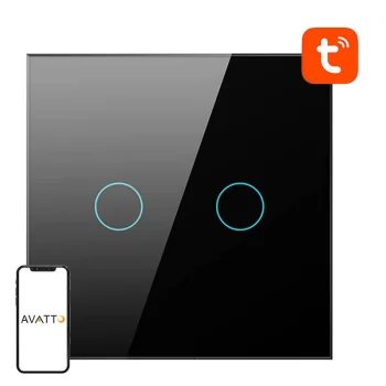 Viedais gaismas slēdzis Avatto TS02-EU-B2 WiFi, 2 pogas, melns