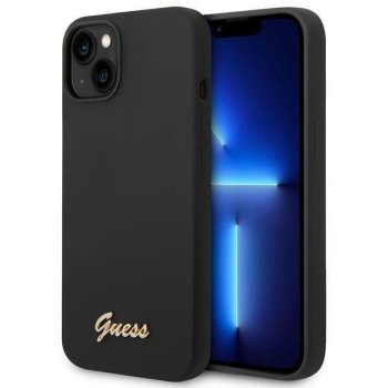 Guess Silicone Vintage Gold Logo vāciņš iPhone 14 Plus - Melns